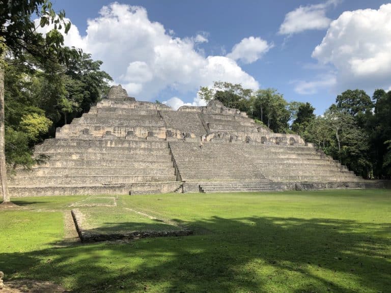 Immense Sky Palace with no people on it at Caracol Archeological Site mayan ruins near San Ignacio Belize