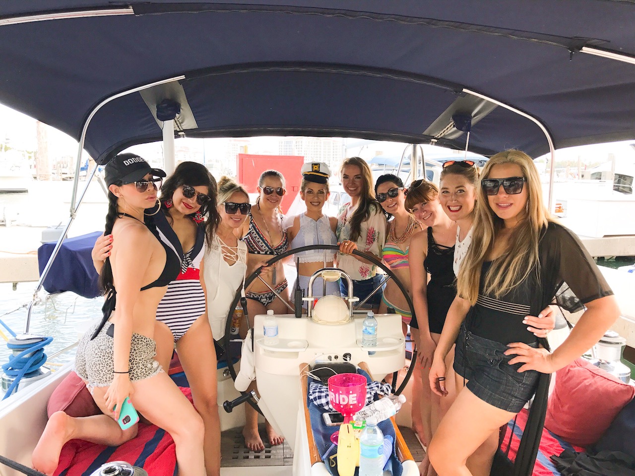 miami flordia bachelorette party group girls trip sailing sail boat biscayne bay