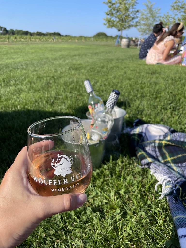 wine tasting rose picnic summer wolffer vineyard estates new york hamptons 1