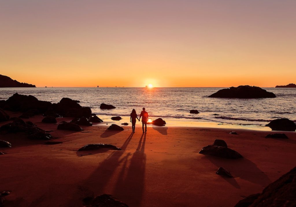 baker beach sunset rocky shoreline san francisco california