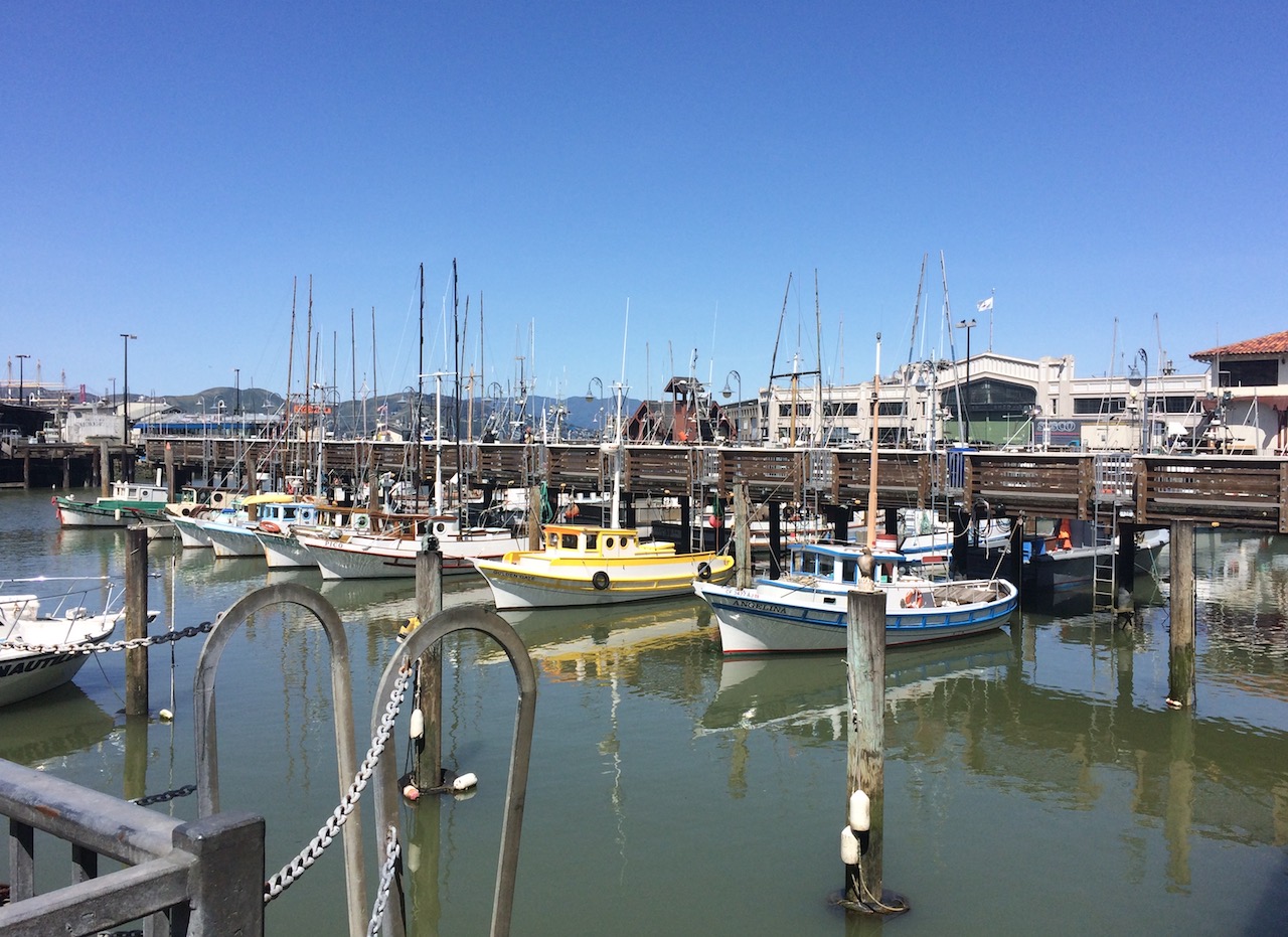 boats in harbor san francisco bay fishermans wharf san francisco california