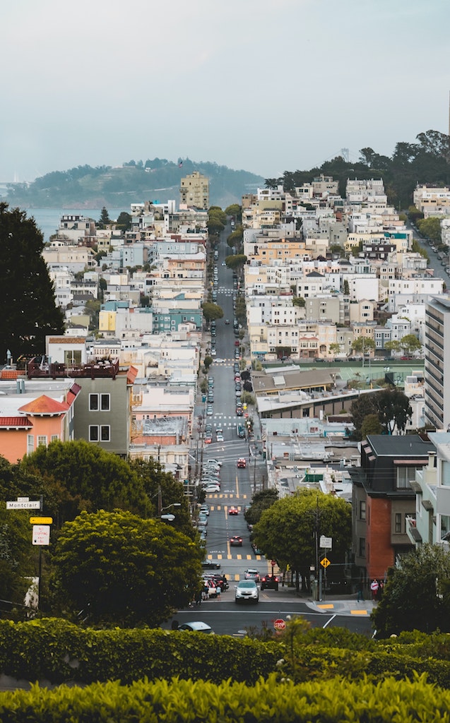 hills buildings roadway san francisco california