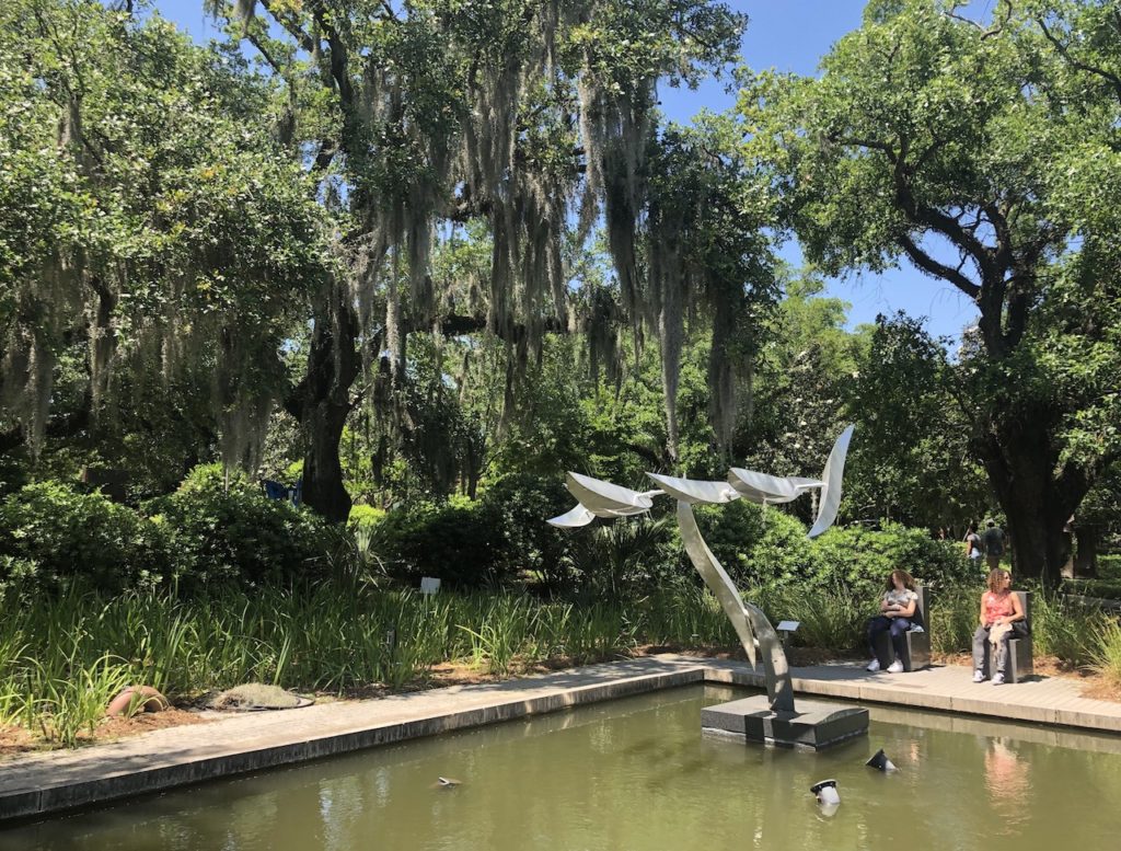 sculpture pond besthoff sculpture garden new orleans museum of art live oak trees new orleans louisiana