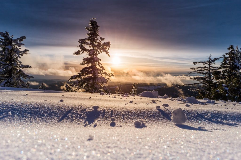 sunrise snowy mountains winter colorado