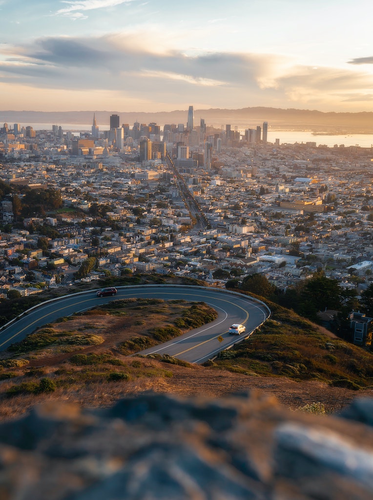 twin peaks city skyline bay view san francisco california