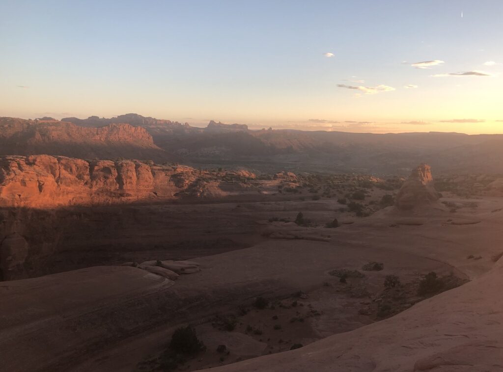 sunset at delicate arch arches national park moab utah