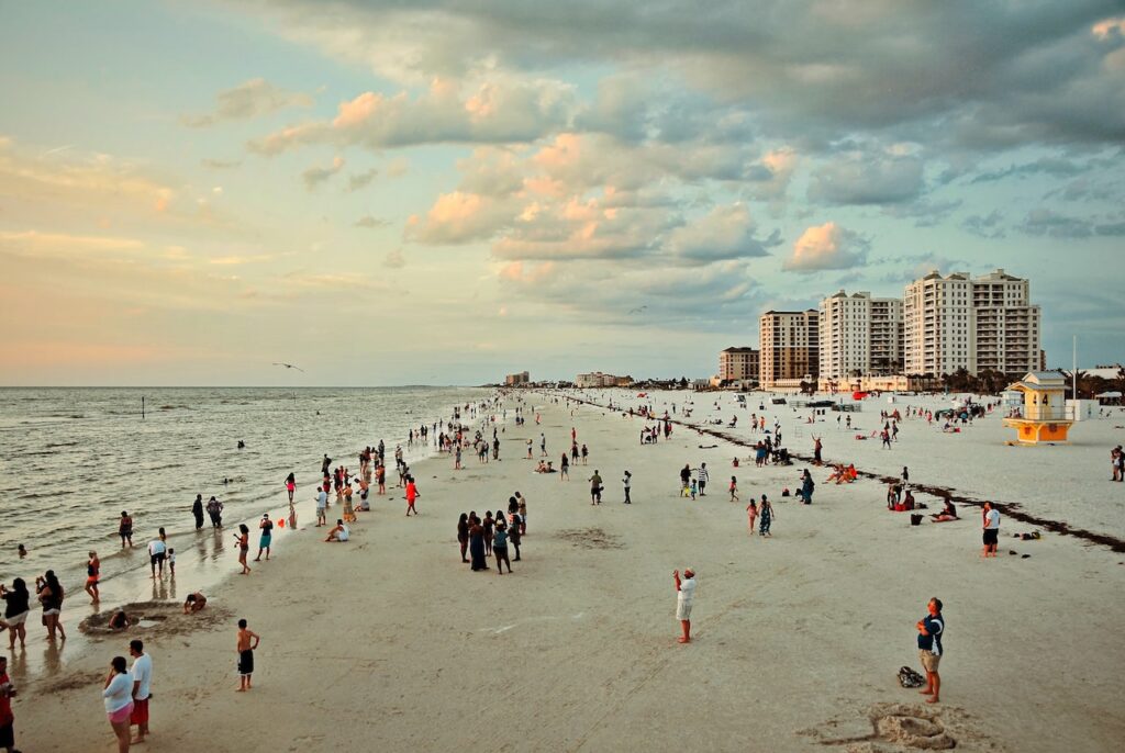 clearwater beach florida sunset beach crowds