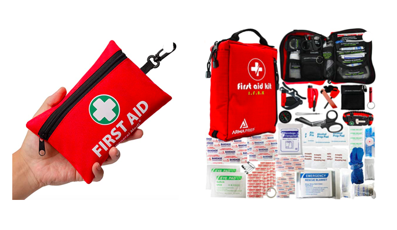 Simple, pocket size first aid kit and large first aid kit with tons of gear. Gifts for national park lovers.