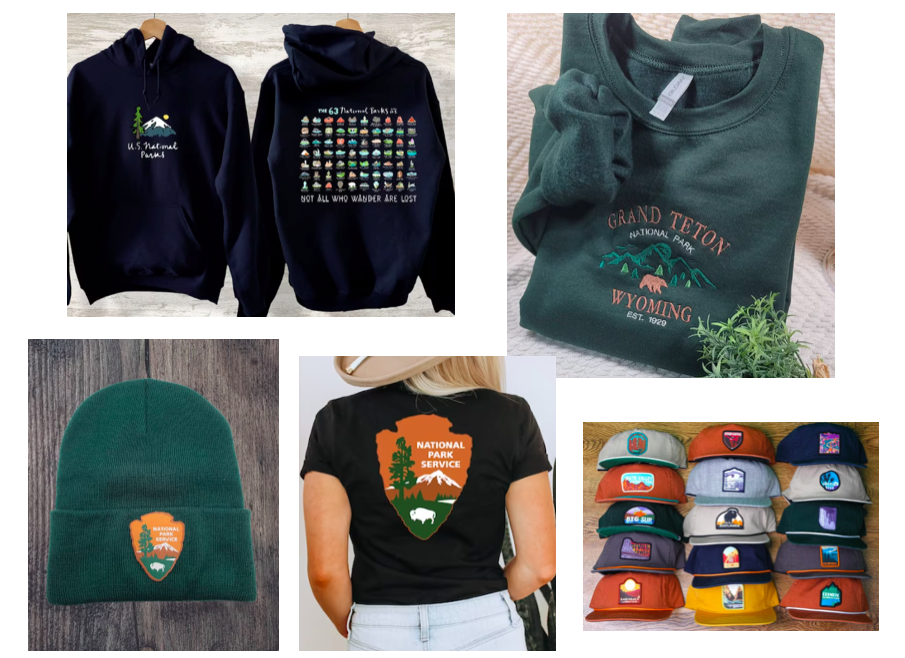 National park sweatshirts, tshirts, beanies, and ball caps. National park souvenirs.
