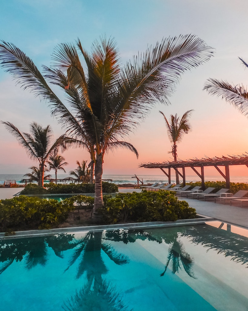 pool resort sunset Zihuatanejo