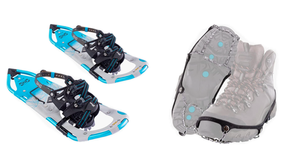 Photo of shoeshoes and yak track traction devises. National park gift ideas.