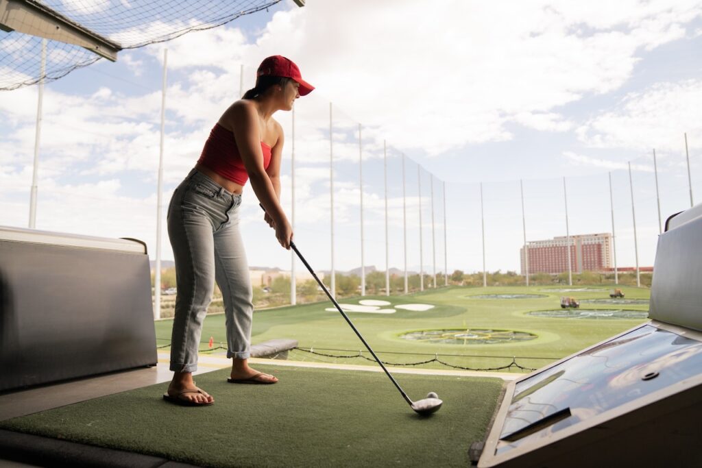 woman golfing top golf scottsdale arizona