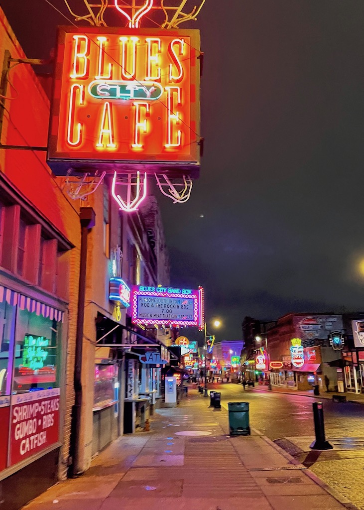 beale street downtown memphis blues music neon lights tennessee