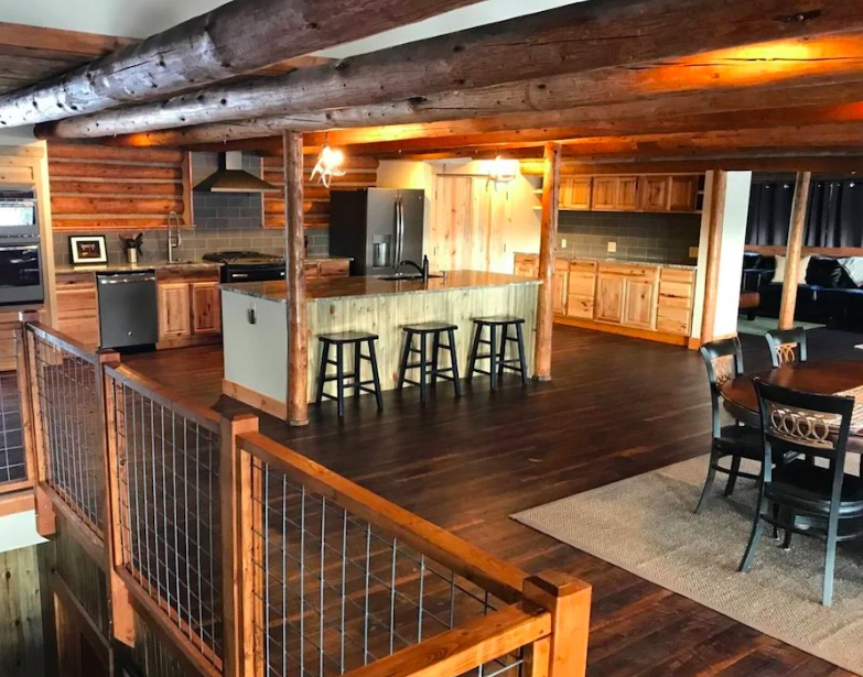 Kitchen living room log cabin Grand Lake Colorado