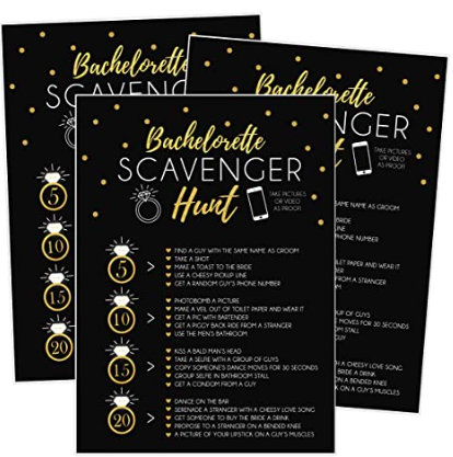 bachelorette party scavenger hunt game