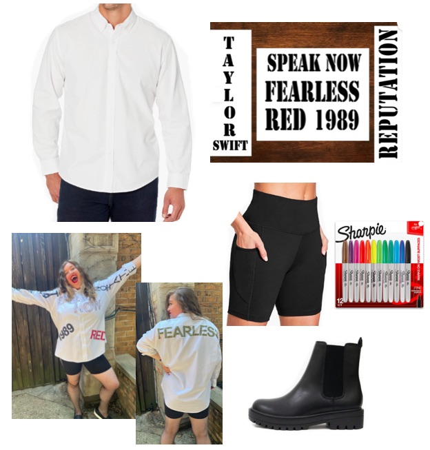 taylor swift 2019 ama award outfit white t shirt album names
