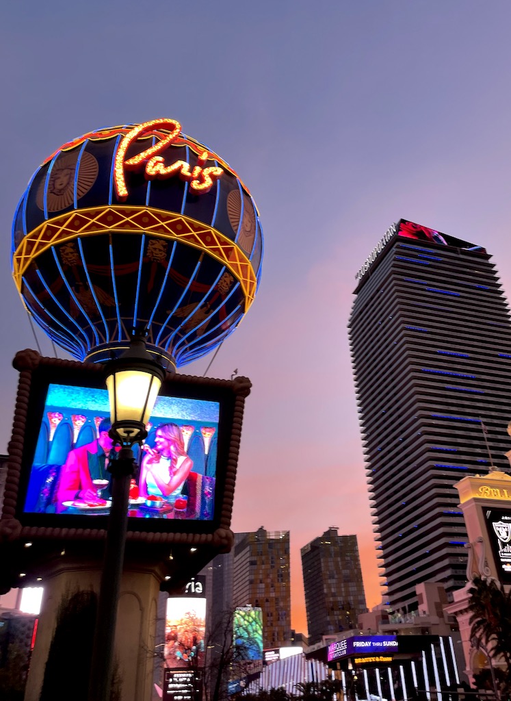 sunset las vegas nevada the strip paris las vegas