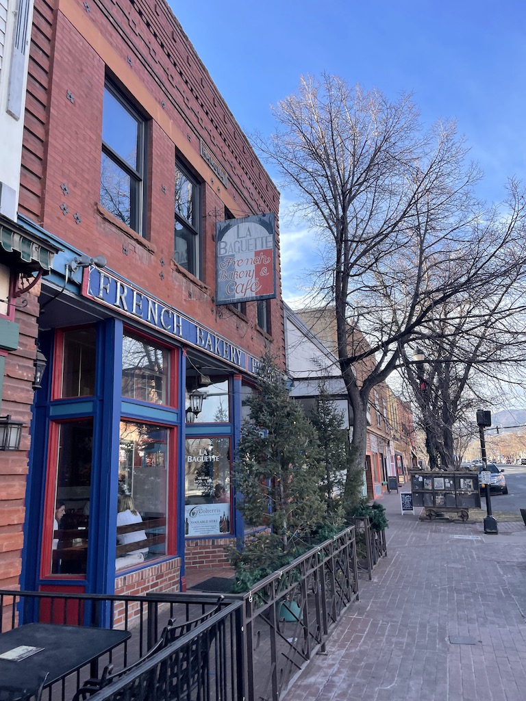 brick building shopping area old colorado city colorado springs winter
