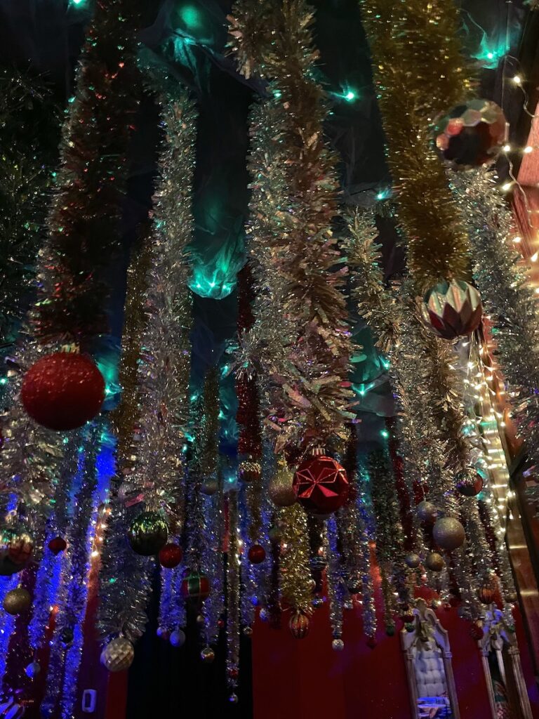 christmas pop up bar holiday decor tinsel