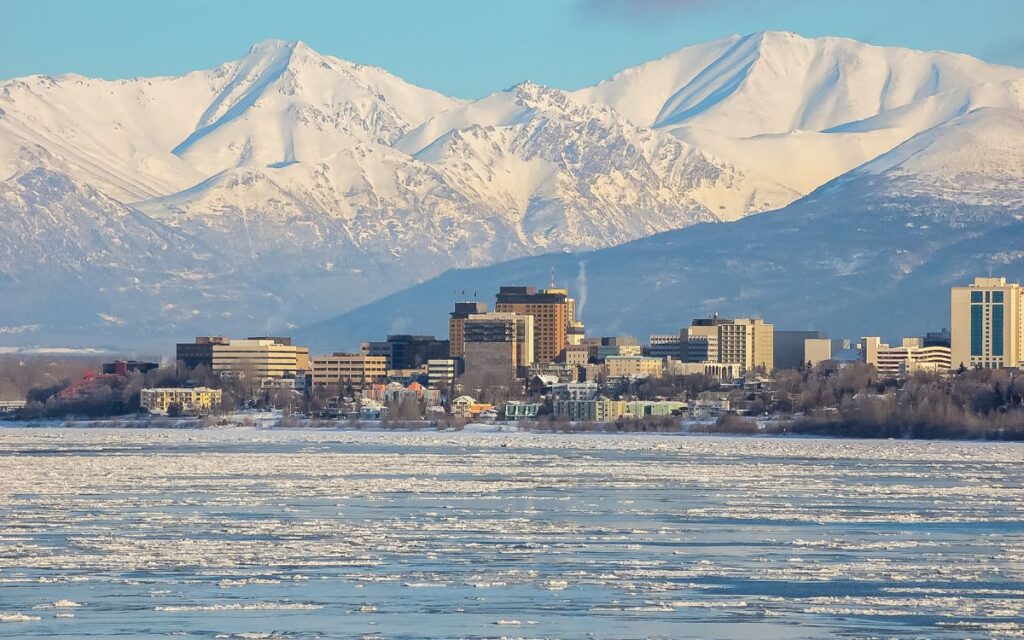 Downtown anchorage alaska winter