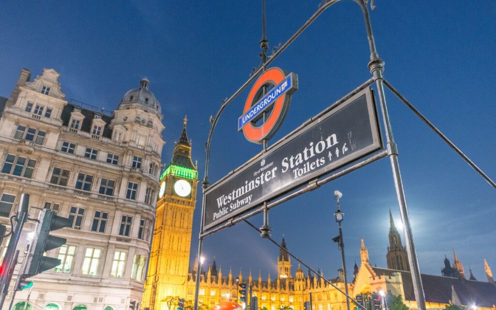 Westminster tube station london england uk