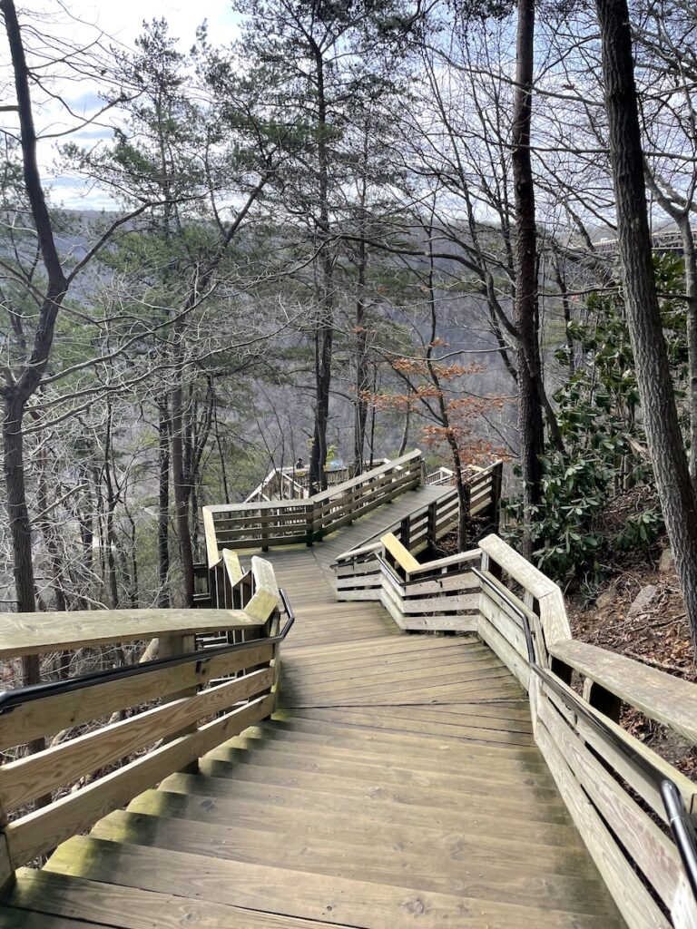 walkway to New River Gorge Bridge Overlook canyon rim visitor center new river gorge national park west virginia