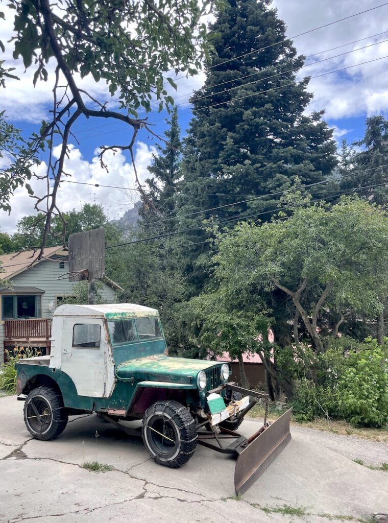 antique snow plow truck in downtown ouray colorado