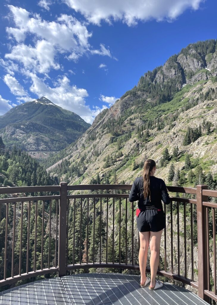 Bear Creek Falls Overlook Uncompaghre Gorge Million Dollar Highway near Ouray Colorado