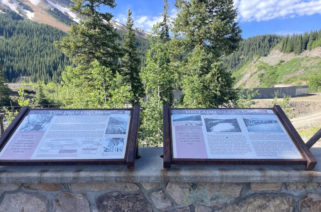 informative displays at red mountain overlook million dollar highway between silverton and ouray colorado