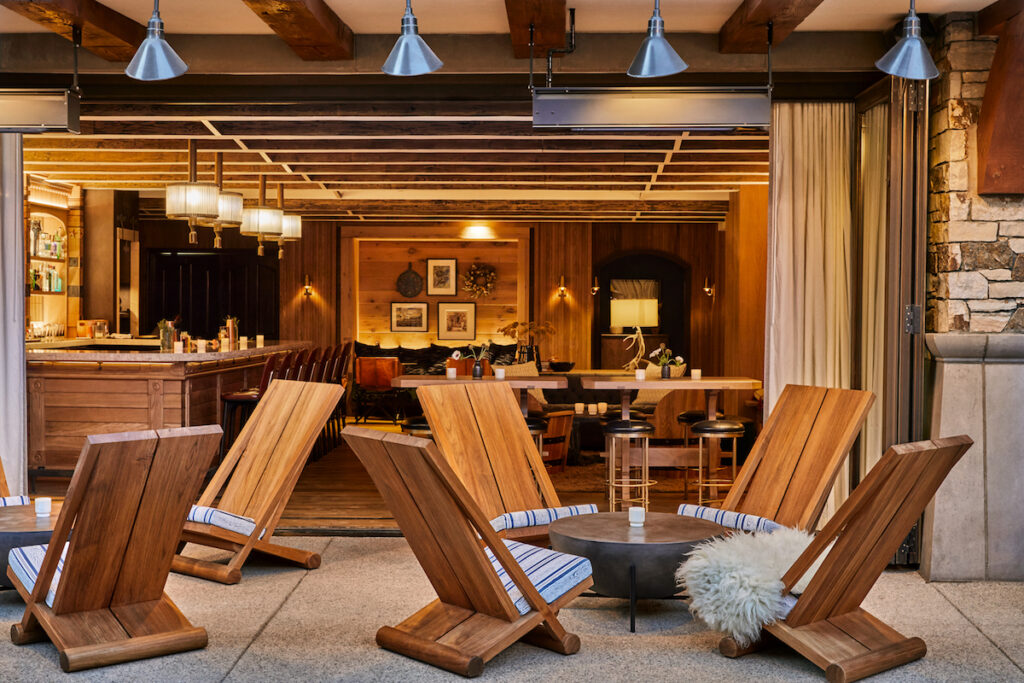 madeline hotel and residences timber room restaurant and bar exterior mountain village telluride colorado