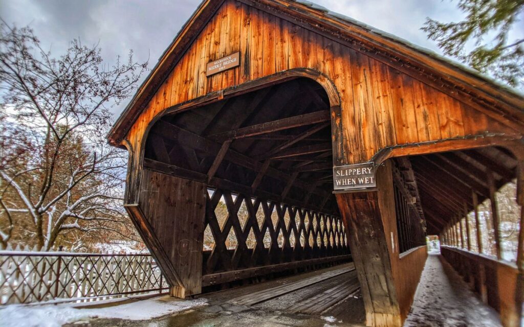 woodstock middle bridge woodstock vermont winter
