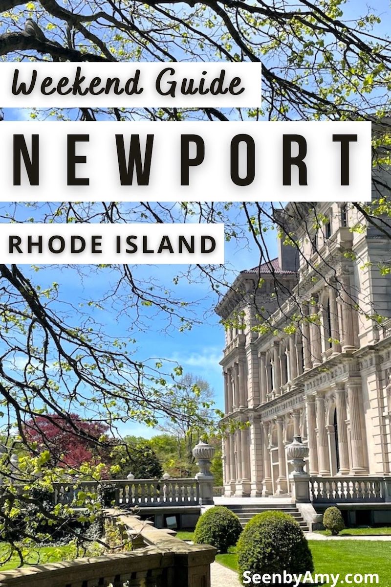 Pinterest Graphic: Photo of Newport, Rhode Island with text overlay reading "weekend guide Newport Rhode Island"