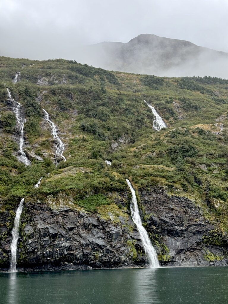 Waterfalls glacier boat tour Whittier Alaska