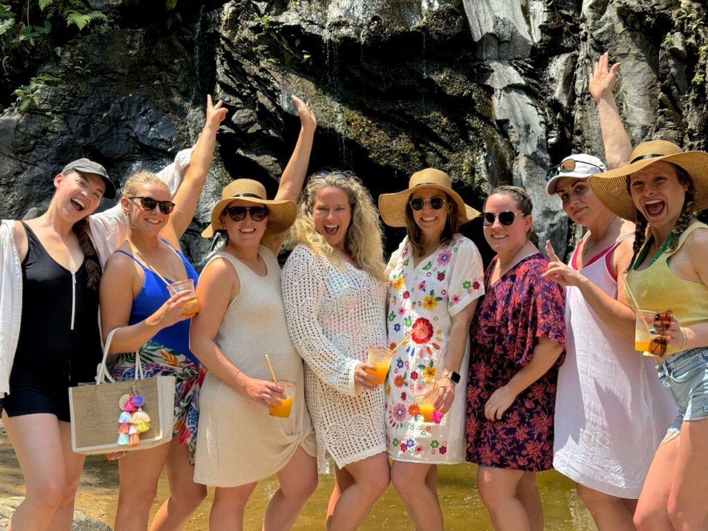 women on bachelorette party trip mexico yelapa boat tour