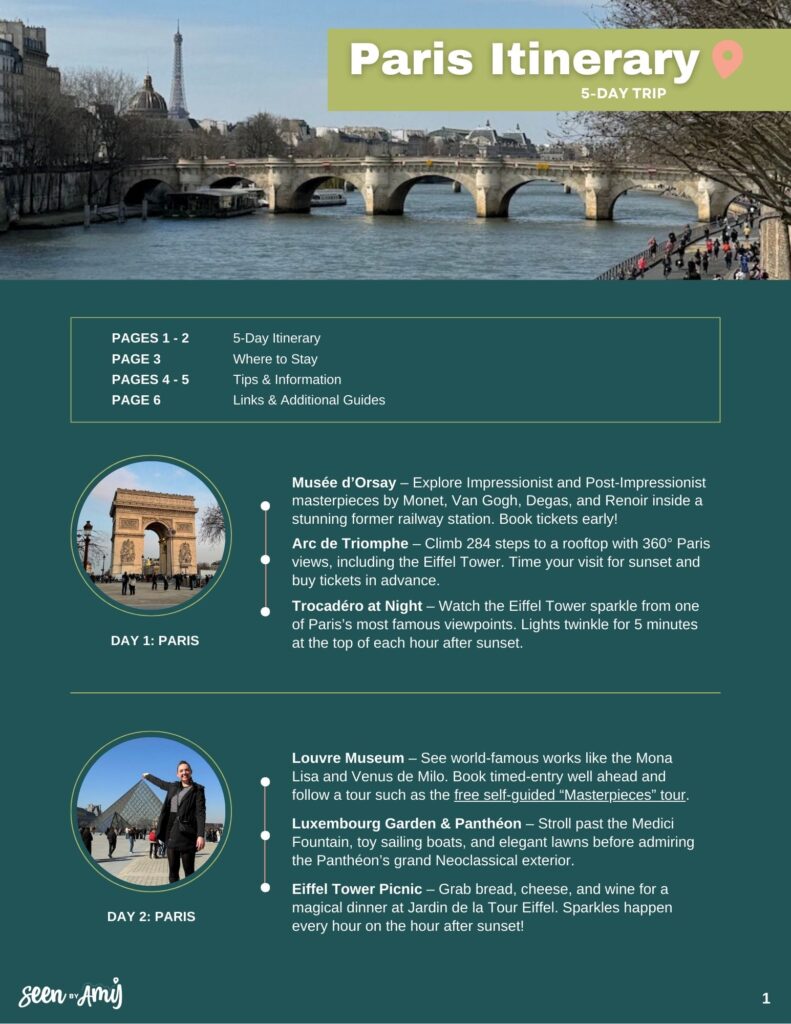 Paris 5 Day Itinerary Download Guide 1