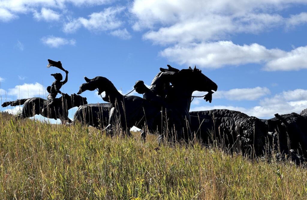 bronze statue buffalo hunt tatanka story of the bison deadwood south dakota black hills