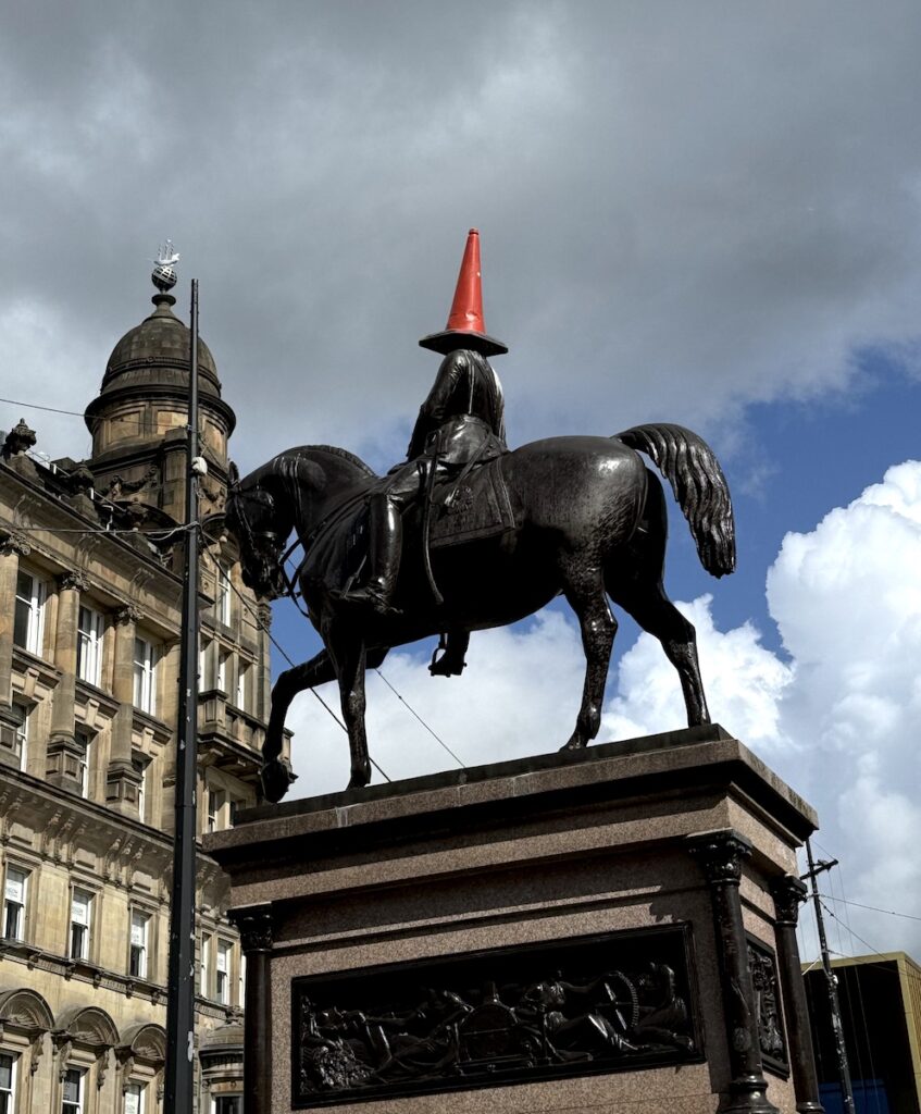 duke of wellington cone statue george square glasgow scotland united kingdom