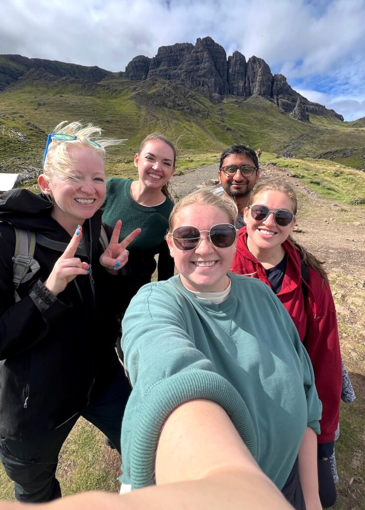 windy selfie at old man of storr scottish highlands isle of skye scotland united kingdom