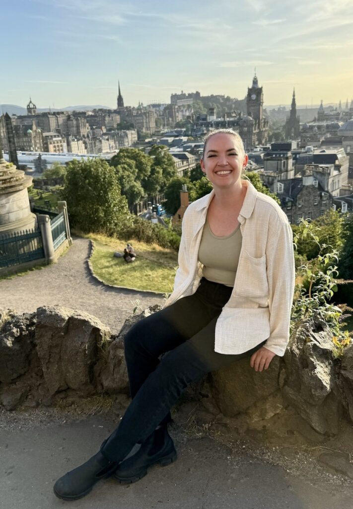woman on calton hill edinburgh scotland united kingdom