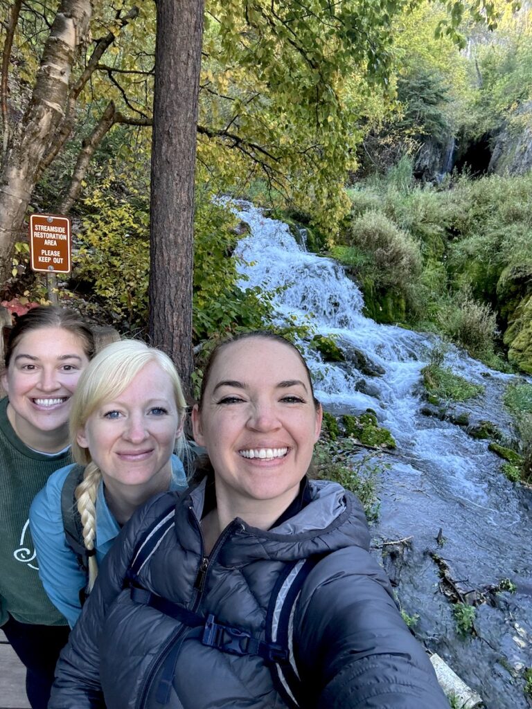 women hiking roughlock falls spearfish canyon south dakota black hills