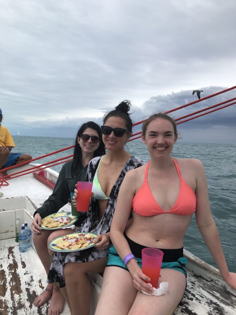 friends boating to hol chan marine reserve caye caulker snorkeling tour belize