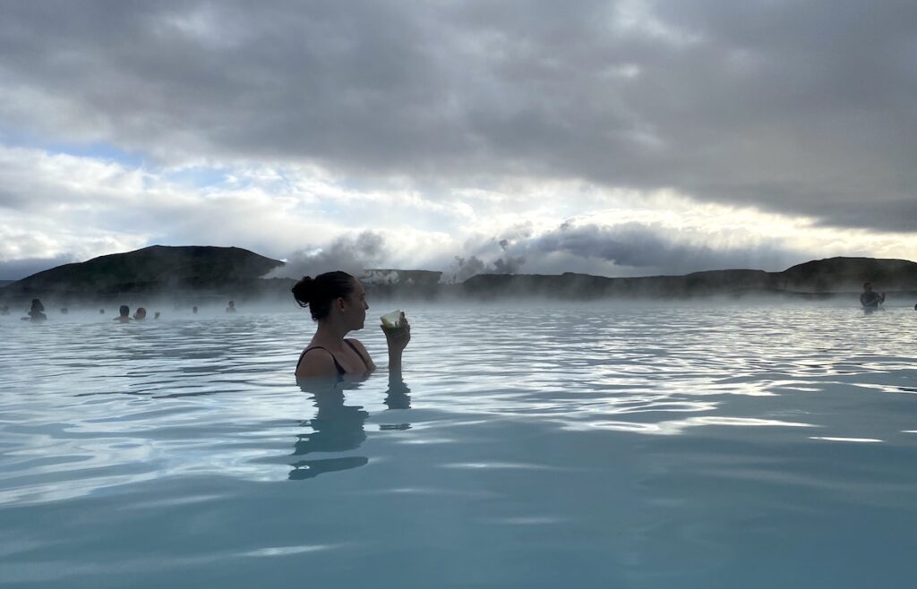 woman with smoothie at Blue Lagoon iceland