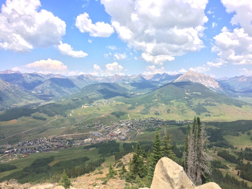 view of crested butte town from crested butte mountain resorts summer scenic chair lift ride