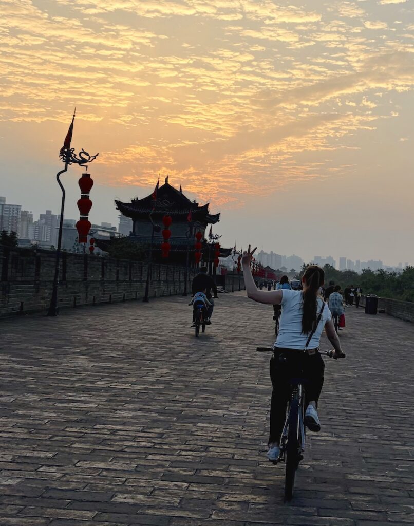 xian city wall bike ride xian china