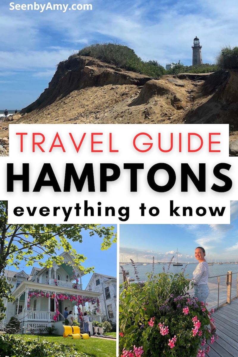 Pinterest Graphic: Photos of the Hamptons with text overlay reading "travel guide Hamptons everything to know New York"