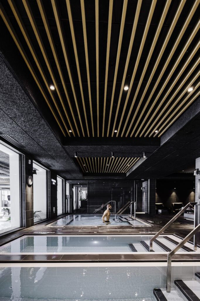 Luxury hotel swimming pools inside upscale spa. Gurney's Montauk Resort & Seawater Spa, Montauk, New York, The Hamptons