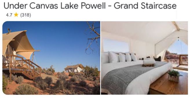 Under canvas lake powell grand staircase Big Water Utah near Page Arizona