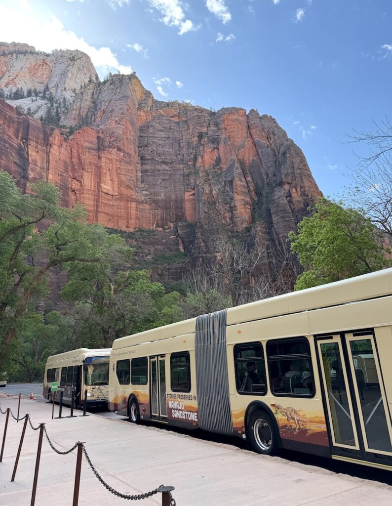Zion Shuttle Zion National Park Utah Stop 9 Temple of Sinawava