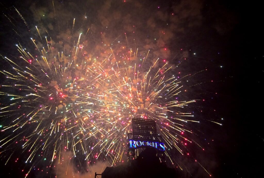colorful fireworks 4th of july fireworks at coors field rockies game denver colorado
