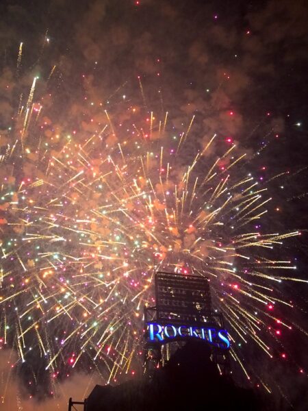 colorful fireworks 4th of july fireworks at coors field rockies game denver colorado
